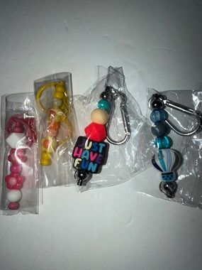 Beaded Keychain Charm - Pink, Yellow, Multi, Blue